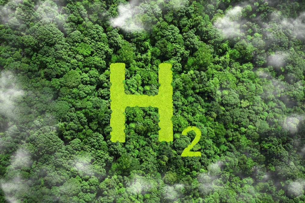 Conceptual art related to green hydrogen clean energy and climate